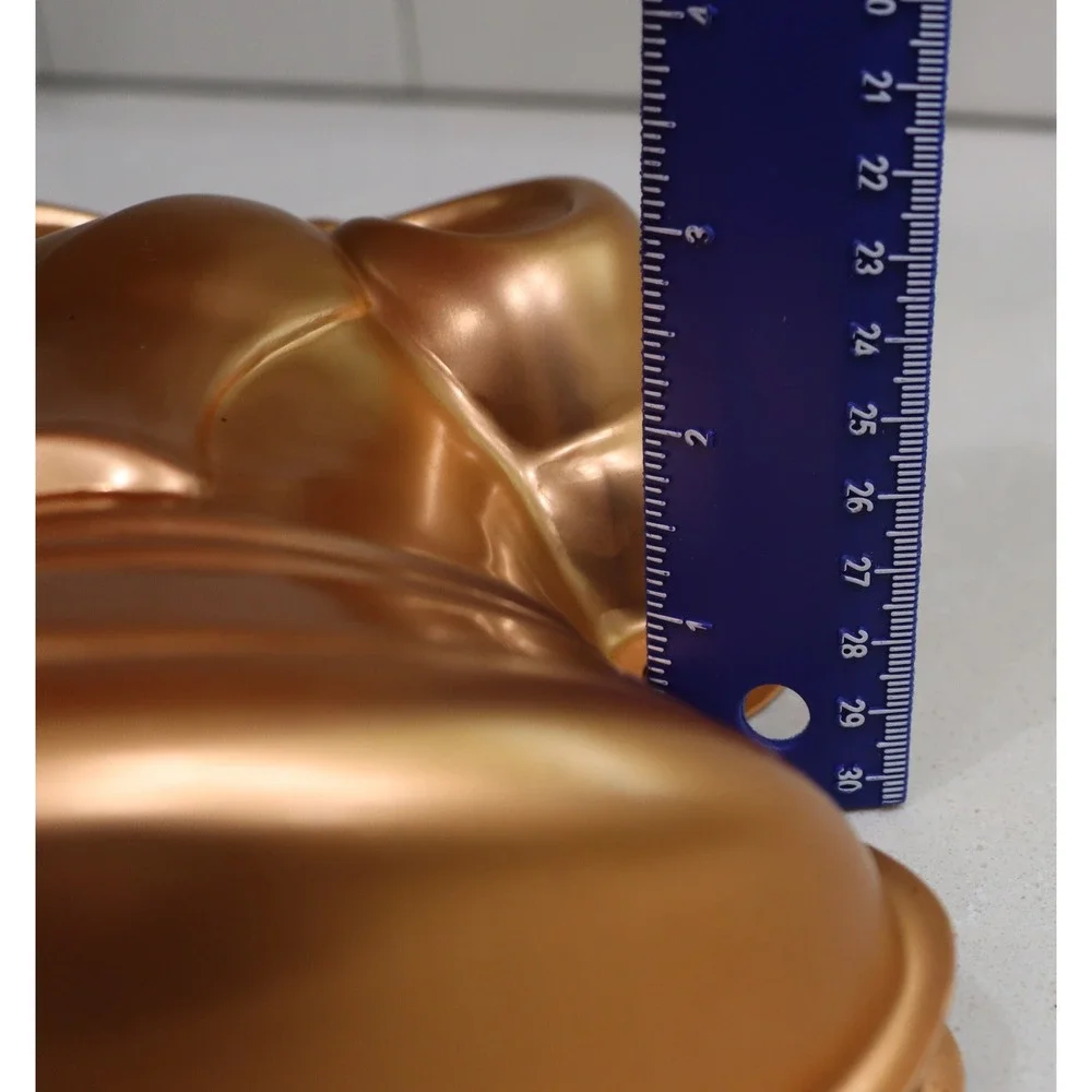 Vintage Copper Colored Aluminum Double Bell Pan Holiday Wedding Mold set/2